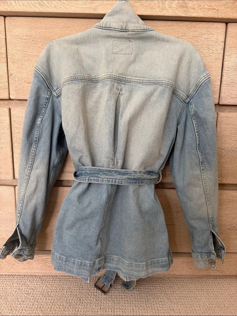 Ralph Lauren Light Blue Denim Jean Jacket with Belt, medium - Picture 3 of 12